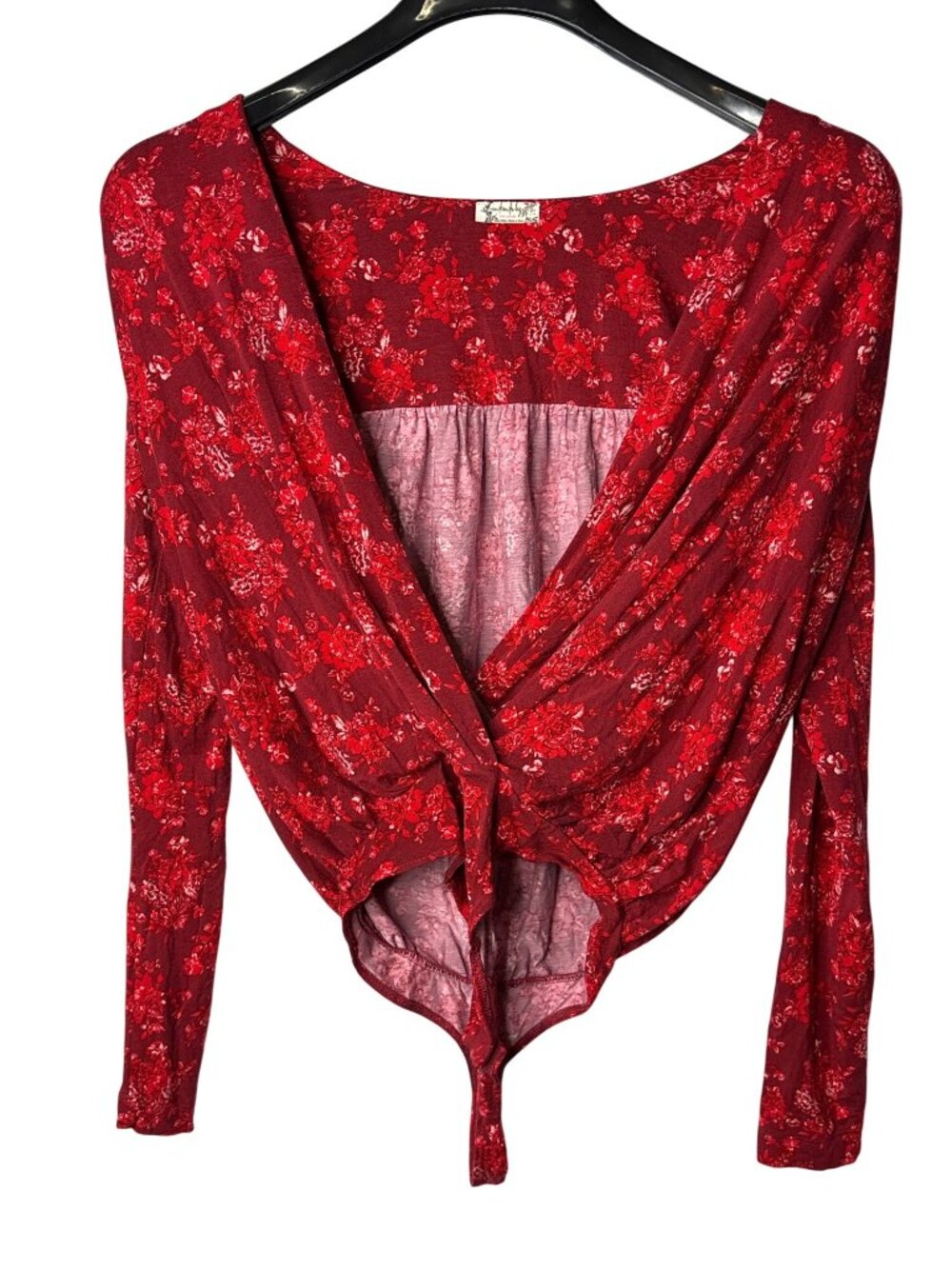 Intimately Free People Printed Turnt Bodysuit Size S Red Floral